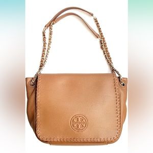 Tory Burch Marion Flap Shoulder Bag in Bark